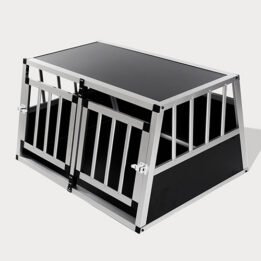 Small Double Door Dog Cage With Separate Board 65a 89cm 06-0771 www.petgoodsfactory.com