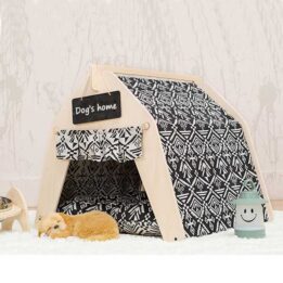 Waterproof Dog Tent: OEM 100% Cotton Canvas Pet Teepee Tent Colorful Wave Collapsible 06-0963 www.petgoodsfactory.com