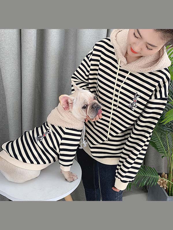 Wholesale Striped Rabbit Lambskin Hoodie Dog Clothes 06-1382