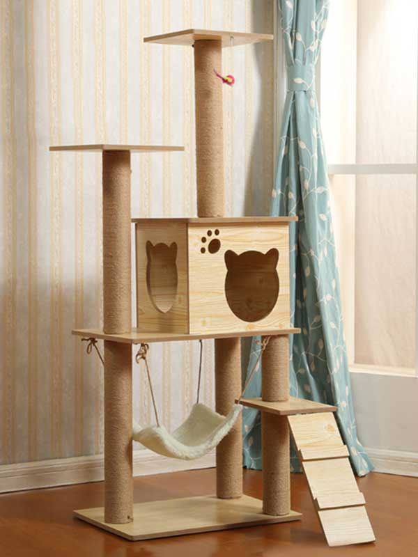 Novo produto por atacado de madeira maciça para gatos, árvore de estimação, estrutura de escalada para gatos 06-1154 www.petgoodsfactory.com