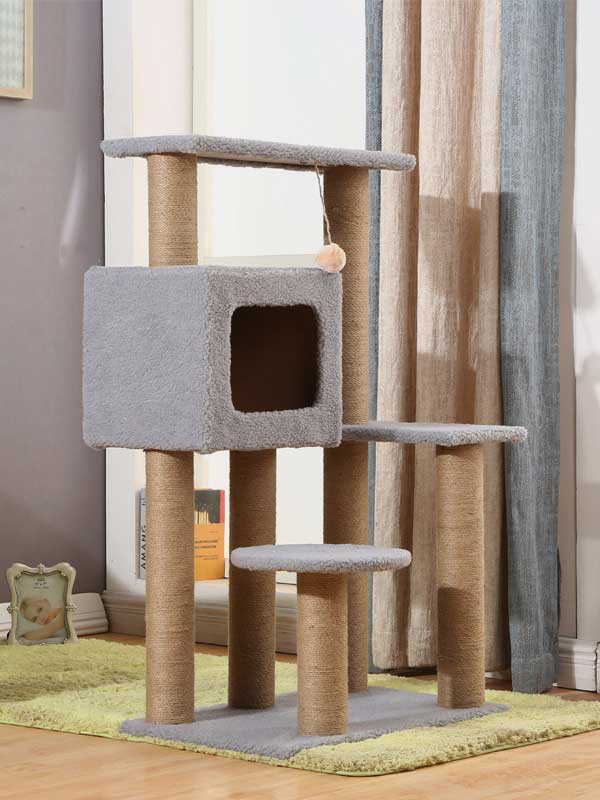 Fábrica OEM atacado aglomerado cinza Cat Tree Cat Condo 06-1173 www.petgoodsfactory.com