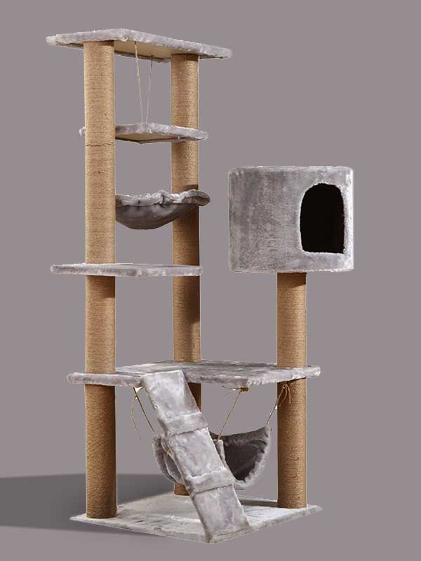 A estrutura de escalada para gatos em árvore de flanela multicamadas OEM de fábrica tem sala para gatos grandes 06-1172 www.petgoodsfactory.com