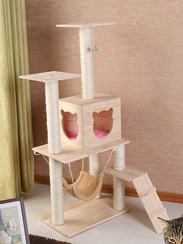 Árvore de madeira para gatos OEM – sala para gatos com estrutura de escalada para gatos 06-1160 www.petgoodsfactory.com