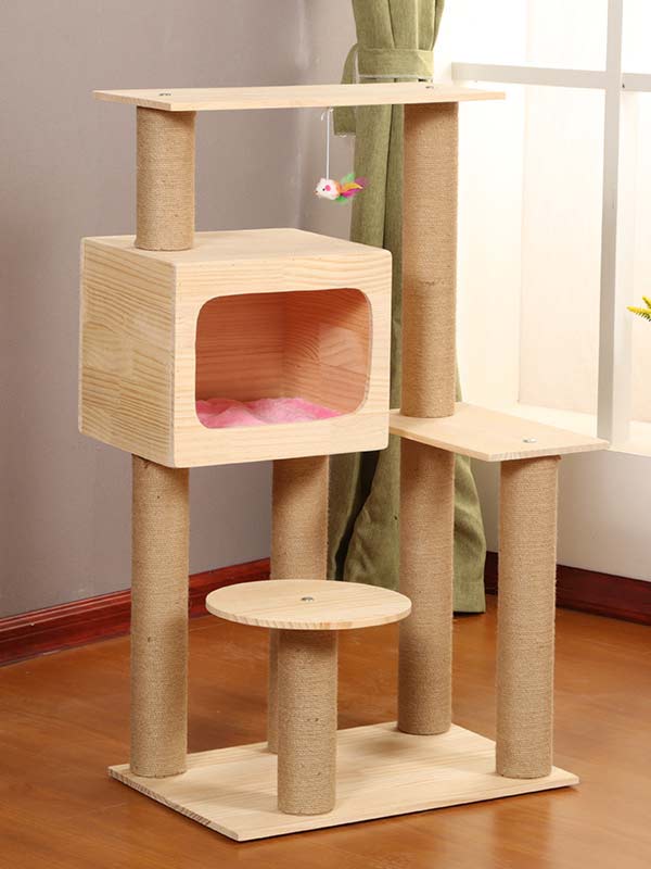 Melhor gato árvore pinho corda de cânhamo coluna escada gato casa quente brinquedo para gato 06-1165 www.petgoodsfactory.com
