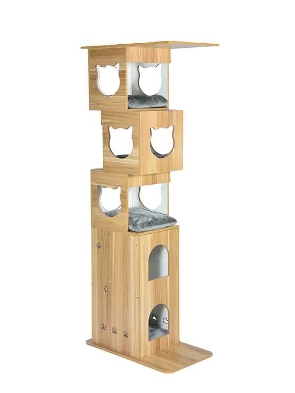 Cat tree factory OEM producing wooden cat tree 06-0187