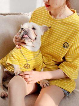 Pet Factory OEM оптовая продажа летняя толстовка с капюшоном для собак корейская версия щенок родитель-ребенок Тедди полосатая хлопковая футболка 06-0291 www.petgoodsfactory.com