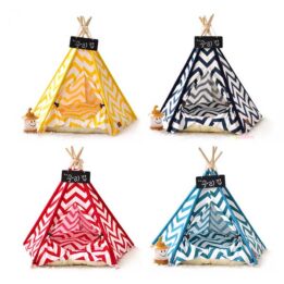Dog Bed Tent: Multi-color Pet Show Tent Portable Outdoor Play Cotton Canvas Teepee 06-0941 www.petgoodsfactory.com