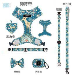 Pet harness factory new dog leash vest-style printed dog harness set small and medium-sized dog leash 109-0003 www.petgoodsfactory.com