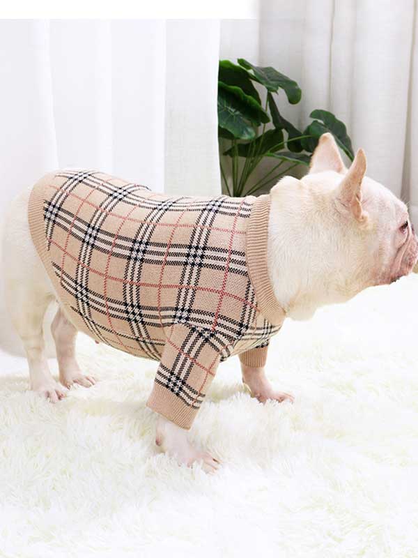 GMTPET Pug dog fat dog core yarn wool autumn and winter new warm winter plaid fighting Bulldog sweater clothes 107-222020 www.petgoodsfactory.com