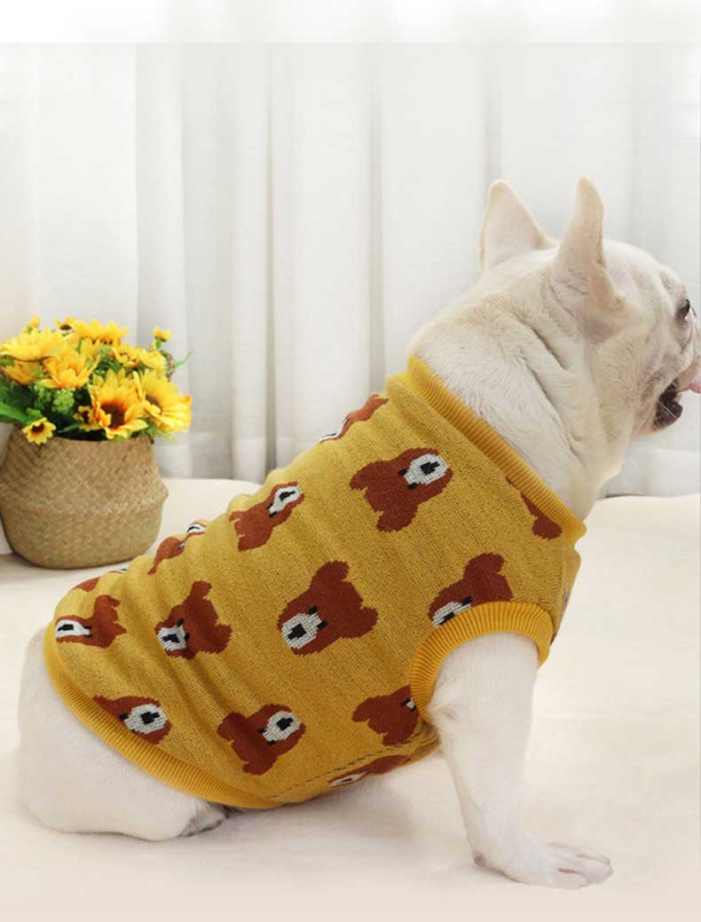 GMTPET Autumn and winter thickened dog clothes bear jacquard fat dog short body bulldog clothes thickened method bucket plus velvet vest 107-222022 www.petgoodsfactory.com