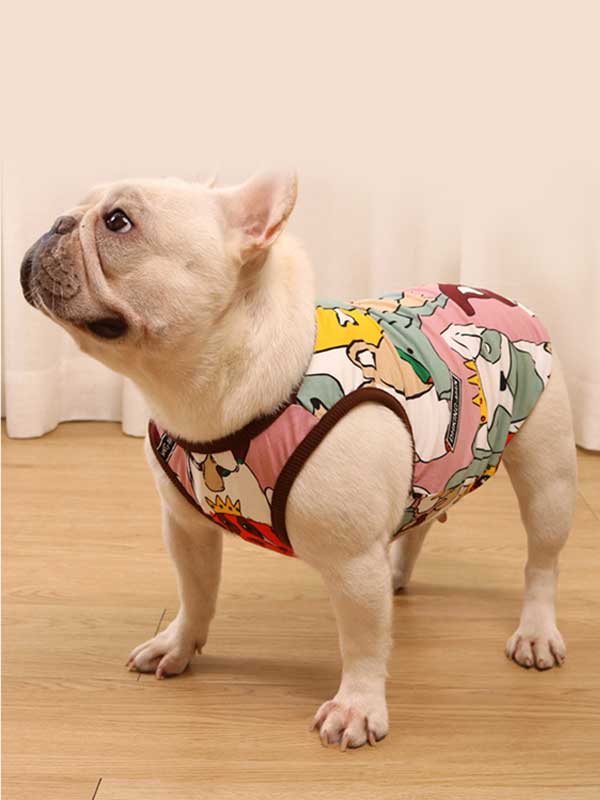 GMTPET французский весенне-летний тонкий жилет для собак, хлопковый жилет с рисунком толстой собаки, бульдога, мопса, 107-222038 www.petgoodsfactory.com