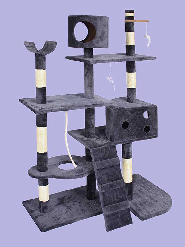 Árbol de gato de juguete de ratón de marco de escalada de gato de franela de sisal de cuatro capas 06-0003 www.petgoodsfactory.com