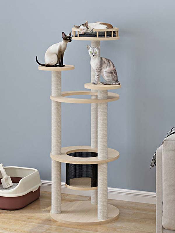Casa de escalada para gatos por atacado | madeira de pinho tábua gato árvore gato torre 105-211 www.petgoodsfactory.com