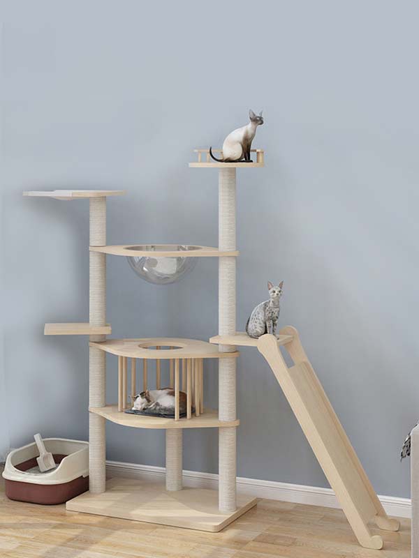 Wholesale pine solid wood multilayer board cat tree cat tower cat climbing frame 105-212 www.petgoodsfactory.com