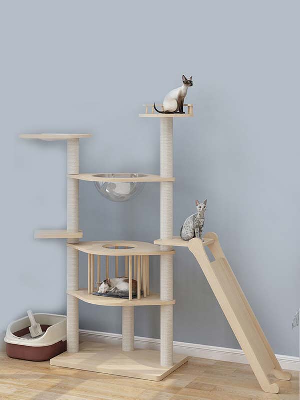 Árvore para gatos no atacado | Torre de gato de madeira OEM | estrutura de escalada para gatos 105-215 www.petgoodsfactory.com