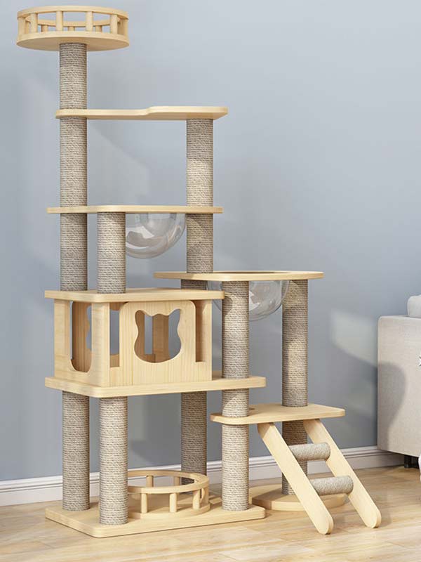 atacado-pinho-madeira maciça-placa multicamadas-cat-tree-cat-tower-cat-escalada-frame-105-217 www.petgoodsfactory.com