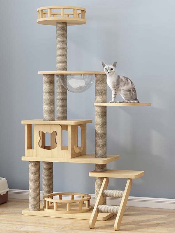 atacado-pinho-madeira maciça-placa multicamadas-cat-tree-cat-tower-cat-escalada-frame-105-218 www.petgoodsfactory.com