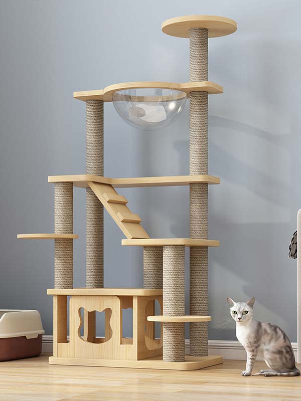 atacado-pinho-madeira maciça-placa multicamadas-gato-árvore-torre-gato-quadro de escalada para gatos-105-219 www.petgoodsfactory.com