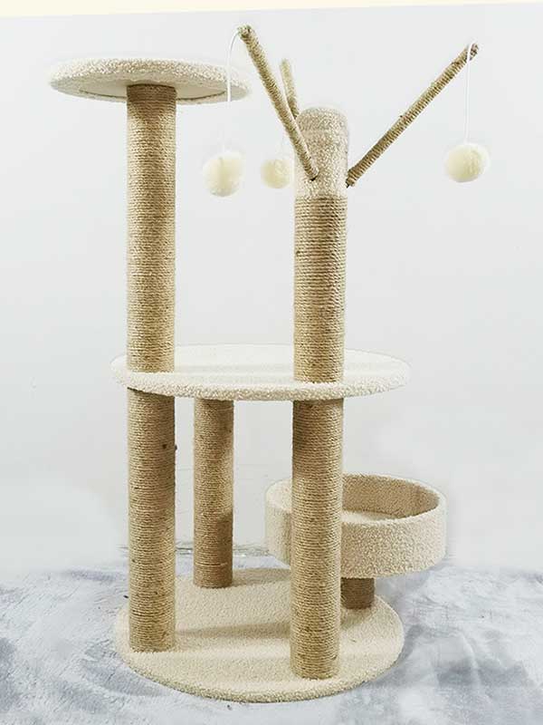 Factory Wholesale Rattan Mat Suede Dual-Use Cat Scratch Trees 105-33024