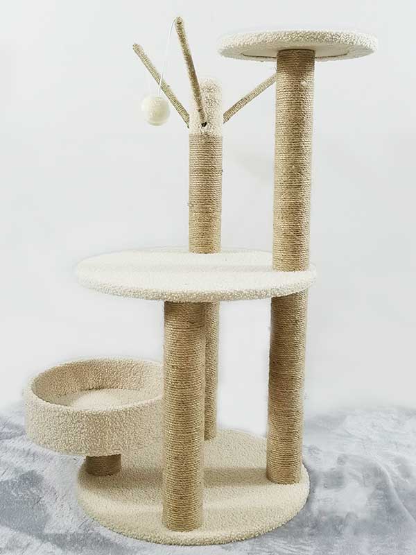 Factory Wholesale Rattan Mat Suede Dual-Use Cat Scratch Trees 105-33024