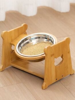 Tigela de madeira para gato por atacado de fábrica Suporte de madeira para comida de gato 123-12025 www.petgoodsfactory.com