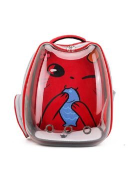 Red Transparent Breathable Cat Backpack Pet Bag 103-45079 www.petgoodsfactory.com