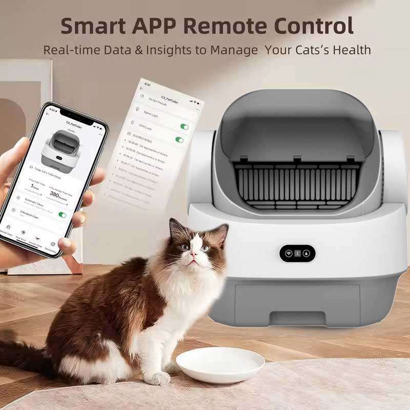 OEM Smart Cat Litter Box Fully Automatic with Open Design Large Capacity Ultra-Quiet cat Automatic Litter Box 116-5908 Pet Products Factory, OEM Manufacturer, Supplier, Agent www.petgoodsfactory.com Smart Cat litter box, Cat Litter Box, Cat Litter Box & Accessories, Cat Litter Box And Accessories